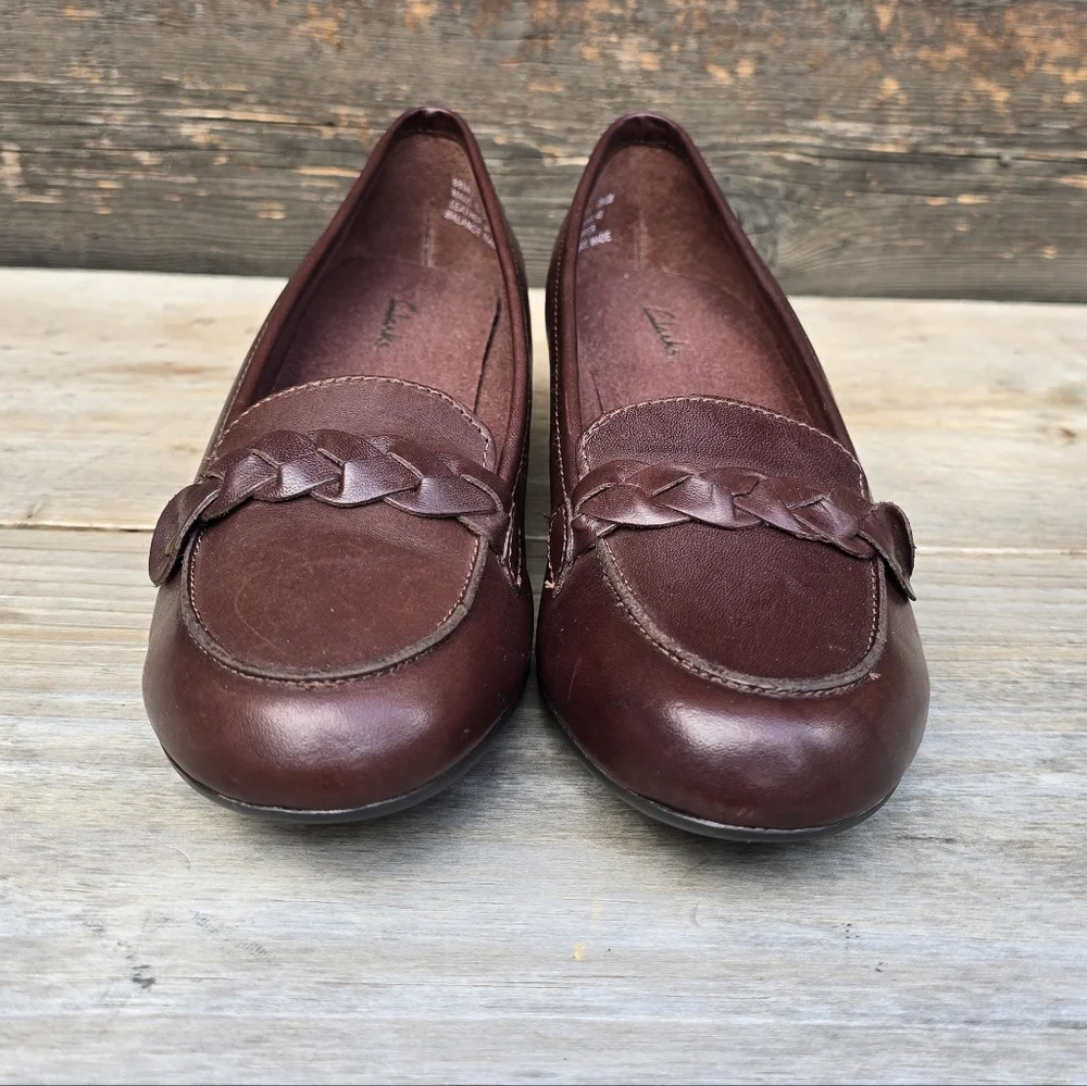 Clarks NEW Y2K Dark Academia Leather Comfort Loafer Pumps 7.5M
